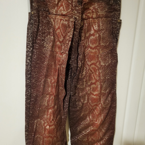 Vintage V Christina Denim Capri Pants Sparkle Animal Print Size 10P - Picture 6 of 7